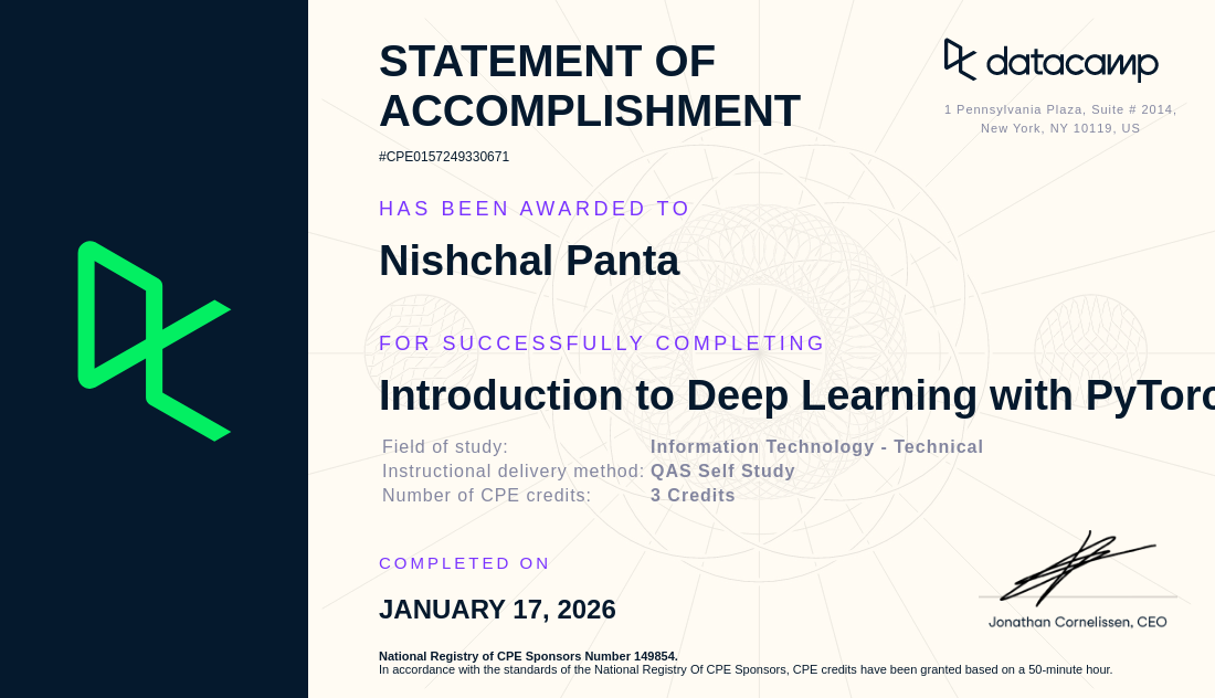Deep Learning Certificate